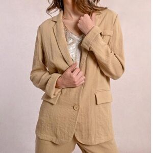 Lili Sidonio Tan Linen Viscose Blazer
